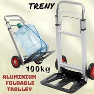 TRENY 100kg Compact Folding Aluminium Frame Hand Truck Trolley Luggage Cart Foldable Troli Barang Pasar Malam Troli