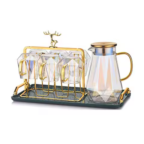 Colorful Diamond Texture Glass Teapot Set Hot Cold Water Kettle Water Jug Transparent Coffee Pot Hom