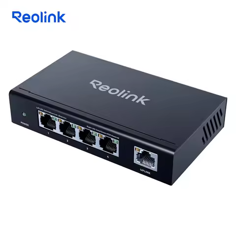 REOLINK High Speed 4+1-Port PoE Switch for Home & Business Security Camera/NVR, Metal Housing, Wall/