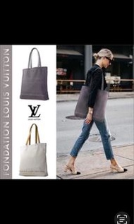 正品 Louis Vuitton Fondation LV基金會托特包 帆布袋 巴黎限定