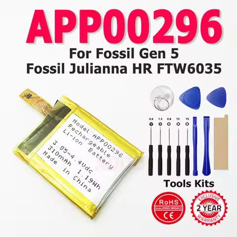 Battery For Apack APP00296 For Fossil Gen 5 /Fossil Julianna HR FTW6035 310mAh 3.8V +Tools