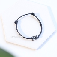 Custom Letter Bracelet with Initials, Name and Number, Korean Leather Strap, Waterproof & Black Squa