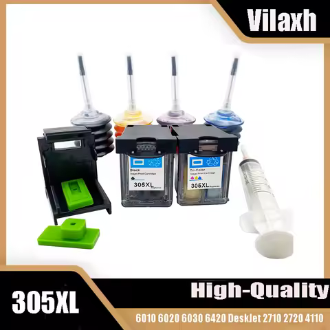 Vilaxh For HP 305XL Refilled Ink Cartridge for HP 305 XL HP305 ENVY 6010 6020 6030 6420 DeskJet 2710