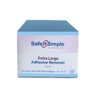 Safe n' Simple Extra Large Adhesive Remover for Skin - 4”x4.75” 50 Individually Wrapped Packets - Ad