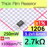 2.7k 1206 ±1% 250mW SMD Thick Film Resistor 2.7k 2701 1206W4F2701T5E UNI-ROYAL