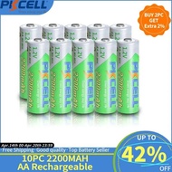 10PCS PKCELL AA 2200MAH battery 1.2V NIMH aa Rechargeable Batteries 2A precharge LSD Batteries Ni-