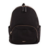 agnes b.-Metal b. Front Zipper Pocket Oval Backpack (Black) Small