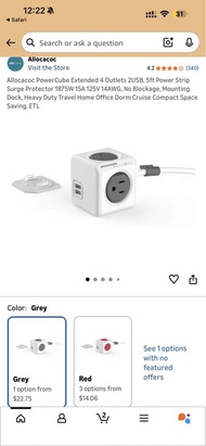 Allocacoc PowerCube Extended 4 Outlets 2USB