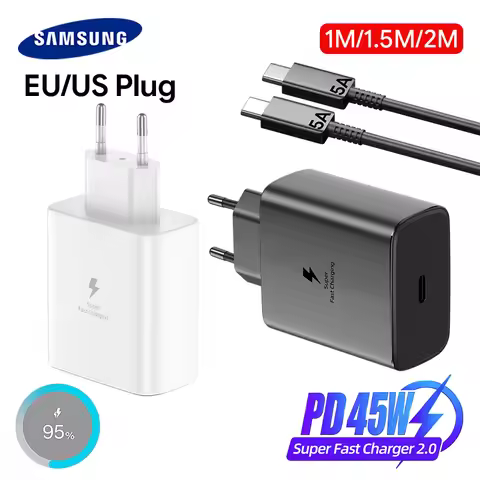 Original Samsung 45W Charger Fast Charger Type C 1M 1.5M Cable PD Adapter for Galaxy S25 Ultra S26 S