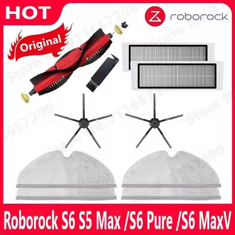 Original Roborock S5 Max / E4 / E5 / S45 Max / S6 MaxV Detachable Main Brush Silicon Side Brush Wash