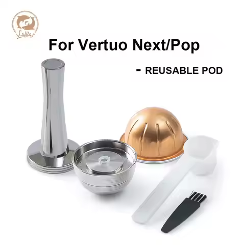 For Nespresso Vertuo Next Reusable Capsule Stainless Vertuoline Pop Refillable Pods Coffee Filters w