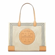 【TORY BURCH】高質感尼龍幾何印花大款托特包-卡其米白