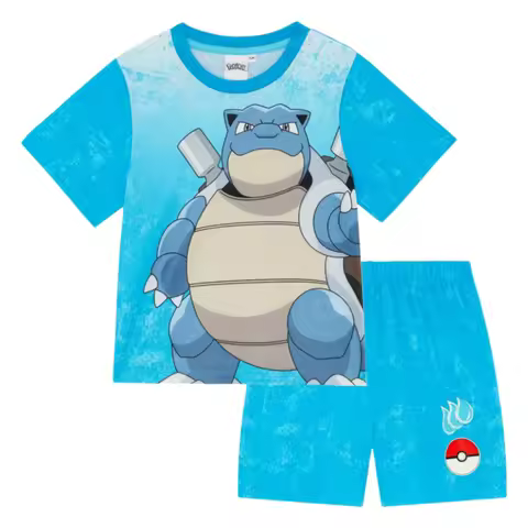 Bandai Water-type Blastoise Pajama Pocket Monster Anime Adult Kids T-Shirt & Shorts Athleisure Set S