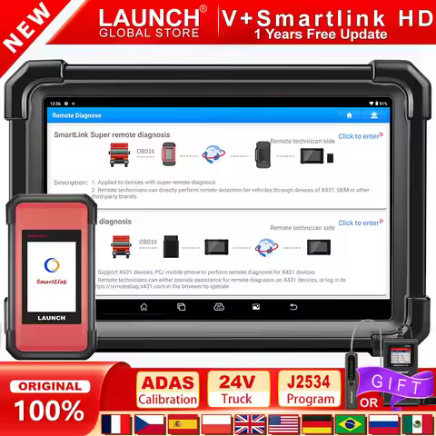 LAUNCH X431 V+ SmartLink HD Heavy Duty Truck Scanner AUTO OBD2 Scan CAN FD DOIP J2534 ADAS Diagnosti