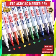 Leto Acrylic Marker Pen 12pcs Per Set / Waterproof Acrylic Ink Marker
