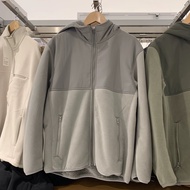UNIQLO ของผู้ชาย/ผู้หญิงของแท้ผ้าฟลีซกันลมผ้าฟลีซซับในอบอุ่นฮู้ดแขนยาวคู่473324เสื้อแจ็คเก็ต