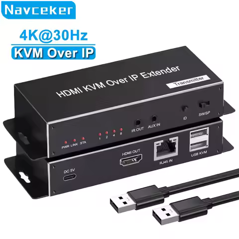 4K 200M HDMI KVM Extender over IP RJ45 Ethernet Cat6e/6 cable HDMI USB Extender Transmitter Receiver