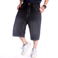 Men's summer denim shorts Multi-pocket hip-hop skateboard pants Men's loose hip-hop denim shorts