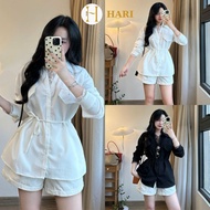 Hari Lace Long-Sleeved Shirt with Loose Ribbed Tie 5332 P8k8