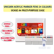 [BUNNY]  Unicorn Acrylic Marker Pens 24 Colours + Ucase A4 Multi-Purpose (Value Set UAM-2C + UDC-189