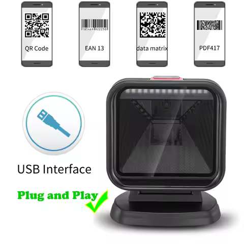 EV-J08 CHEAPEST 1D barcode scanner 2D Omnidirectional Barcode Scanner QR Code Desktop Barcode Reader