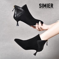 Low Heel Short Boots High Heels Pointed Toe Stiletto Single Boots Tall Heels Fleece Lined Boots