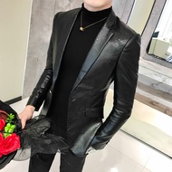 GUKENRO Leather Suit For Men High Quality Korean 2024 Outer Party Dinner Slim Fit Formal Business Bo