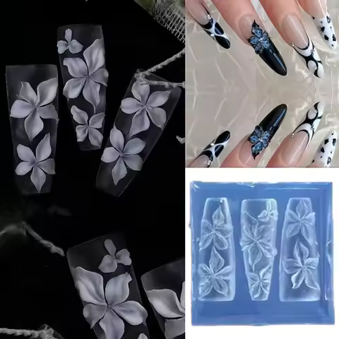 3D Carving Curved Silicone Mould Lily Flower Petal Design 5D Tulip Bunch Nail Art Mold Art Resin Sof