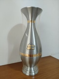 早期全新包膜馬來西亞百年品牌 原裝進口錫製花瓶 97%純錫24k鍍金 錫葫蘆瓶 錫花瓶 花器 收藏品 老件藝術