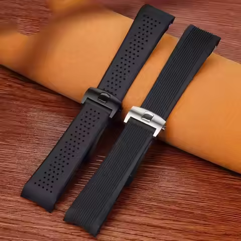 22mm 24mm Soft Natural Rubber Watchband For TAG HEUER GRAND CARRERA wristband Waterproof Sport Strap