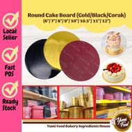 [READY STOCK] (Min 5pcs) Papan BULAT Kek Gold/Black/Red Corak | Round Cake Board 6/7/8/9/10/10.5/11/
