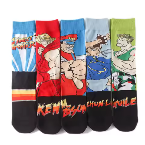 High Quality Anime Socks Street Fighter Sock Cosplay Superhero Cotton Cartoon Personality Tube Socks