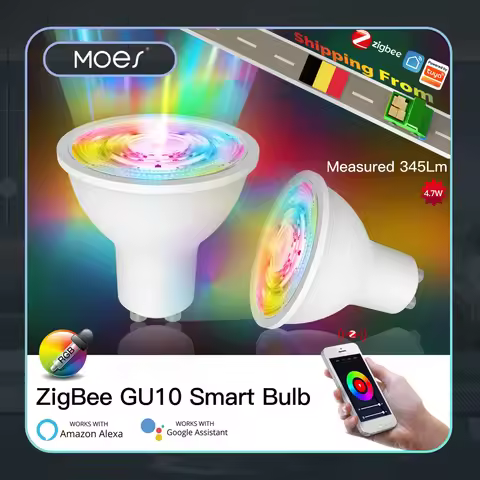 Tuya ZigBee GU10 Smart LED Bulbs RGB C+W White 4.7W Dimmable Lamps Smart Life APP Control Light Bulb