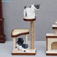 ANTIONE Mini Pet Cat Tree Tower Toys, DIY 1:12 Cat Climbing Rack Model, Decor Pretend Play Kitty Miniature Cat Climber Model Doll House Accessories
