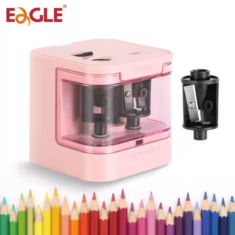 EAGLE Electric Pencil Sharpener Dual Holes Auto Stop USB/Battery Dual Power Fast Quiet Safe for Kids