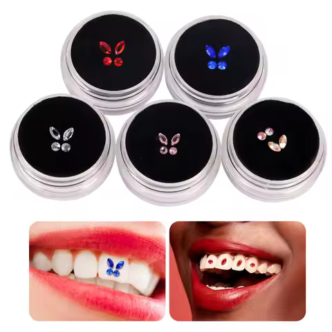 4pcs/box Teeth Gems Fashion Beauty Ornaments Dental Diamond Crystal Jewelry Gem Decoration Box Set -