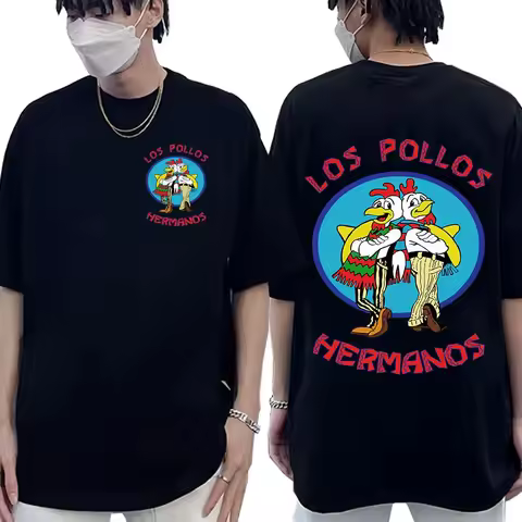 TV Series Breaking Bad Los Pollos Hermanos Double Sided Print T shirts Funny Chicken Brothers Men's 