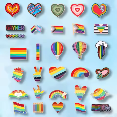 LGBT Enamel Pins Custom Rainbow Colors Heart Brooches Lapel Badges Funny  Jewelry Gift for lover Fri