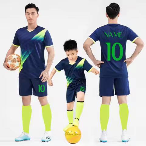 Men College Football Jerseys Boys Soccer Clothes Sets Short Sleeve Kids Football Uniforms Adult Chil