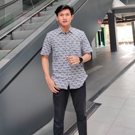 KATUN KEMEJA Men's Slim Fit Cotton Short Sleeve Shirt Acca -7220208 | Black & biru