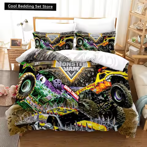 Monster Jam Bedding Set Single Twin Full Queen King Size Monster Jam F1 Bed Set Aldult Kid Bedroom D