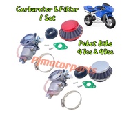 (47cc & 49cc) Poket Pocket Bike Mini Carburetor Carburator & Air Filter KN Filter Enjin Engine Parts