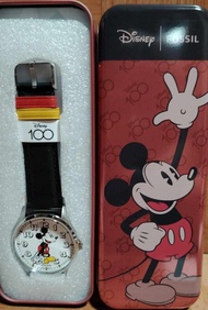 NEW and ORIGINAL - Disney and Fossil  100 years  Edition   Mickey Mouse Three  Hand Black Leather Watch