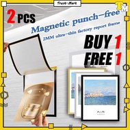 BUY 1 FREE 1 Frame Photo Gambar Magnetic Display Board Wall Stick Adhesive Wall Frame Certificate Fr