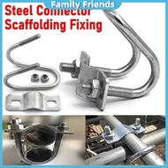 5pcs U Bolt Galvanized Double U-Cross Tube Pipe Clamp Steel Connector Scaffolding Fixing Cross Clamp