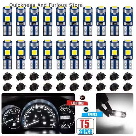 【MO】20Pcs 12V Canbus T5 58 74 286 W1.2W 3030 LED 3SMD Wedge LED Light Car Dashboard Instrument Panel