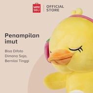 MINISO Boneka kecil mengenakan earphone Boneka Lucu Lembut dan halus