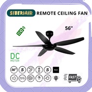 [5 YEARS WARRANTY] SIBERAIR DC MOTOR REMOTE CEILING FAN 56” / DECORATIVE FAN / KIPAS DC MOTOR REMOTE (CF/SADC56/BK)