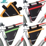 RCTOWN,2023New!!Bicycle Triangular Saddle Bag With Reflective Strips Waterproof Front Tube Frame Pouch Cycling Accessories (19 X 18 X 4.5cm)