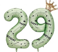 40 Inch Green Foil Balloon Number 29,Crown 29th Birthday Party Decorative Balloons,Number Large Numb
